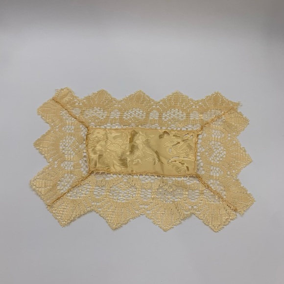 Set Of 4 Antique Italian Style Champagne Gold Motif Lace Furniture Runner Doily - Picture 7 of 11